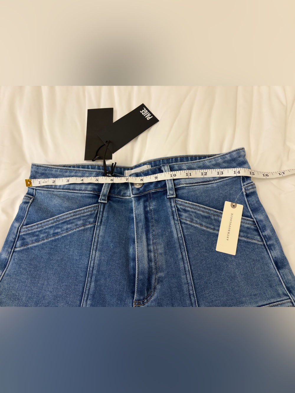 NWT PAIGE Anessa Quincy Pocket Raw Hem Wide Leg Jeans Veritas 29 - Picture 14 of 16
